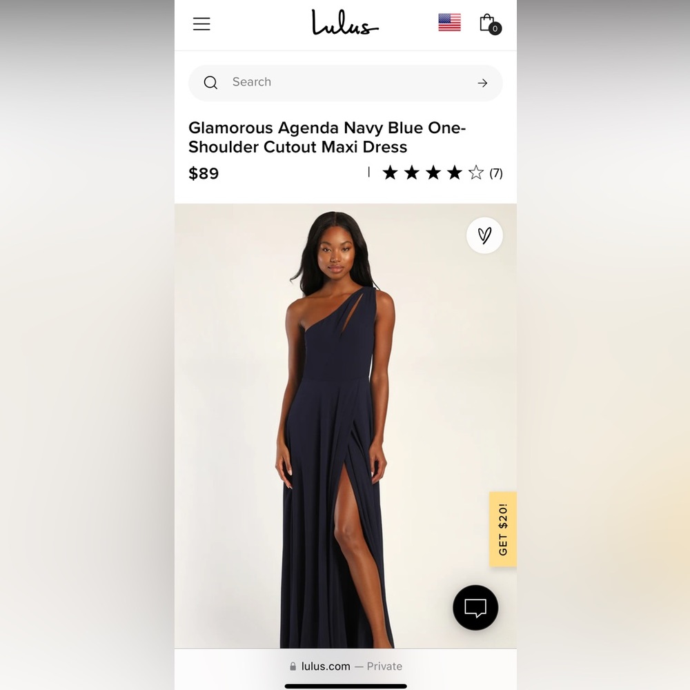 NWT Lulu’s One Shoulder Gown
